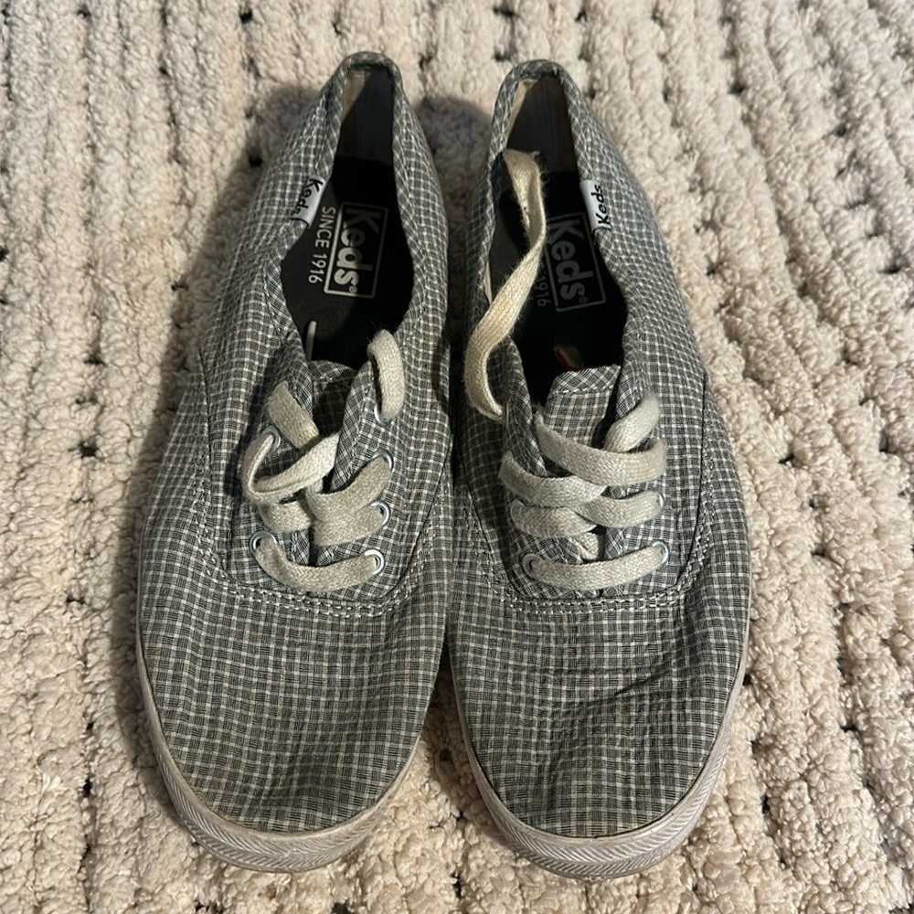 Keds Champion Gray Checkered Canvas Sneaker- Size 6